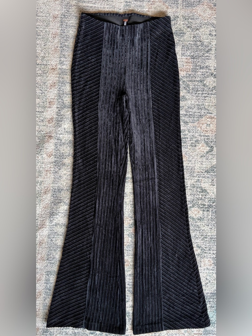 Free People Black Ribbed Flare Pants (S)